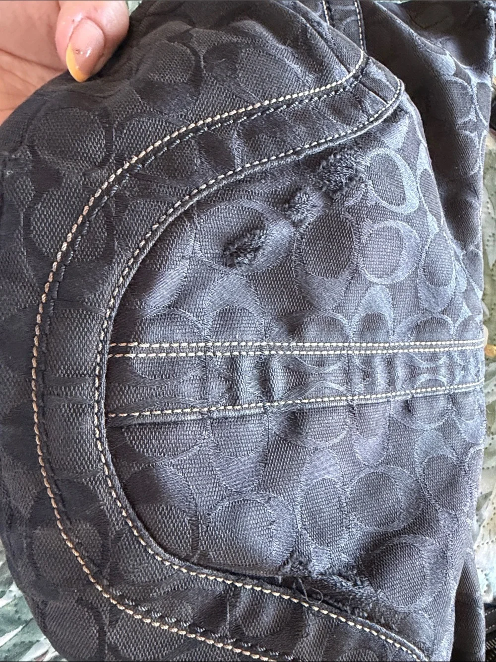 Coach Black Signature Hobo Shoulder Bag